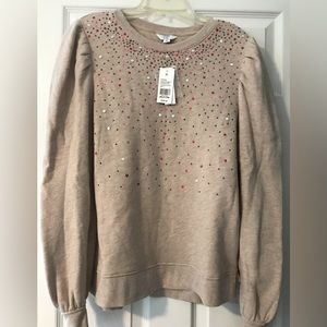 💥SOLD💥 Crown and Ivy Oatmeal sequined sweatshirt